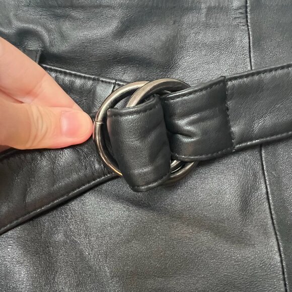 STORM Leather Skirt with Belt - Size 14 - Picture 2 of 5